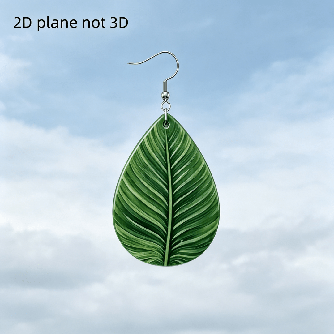 Boho Tropical Leaf Teardrop Earrings, Lightweight Acrylic Dangle